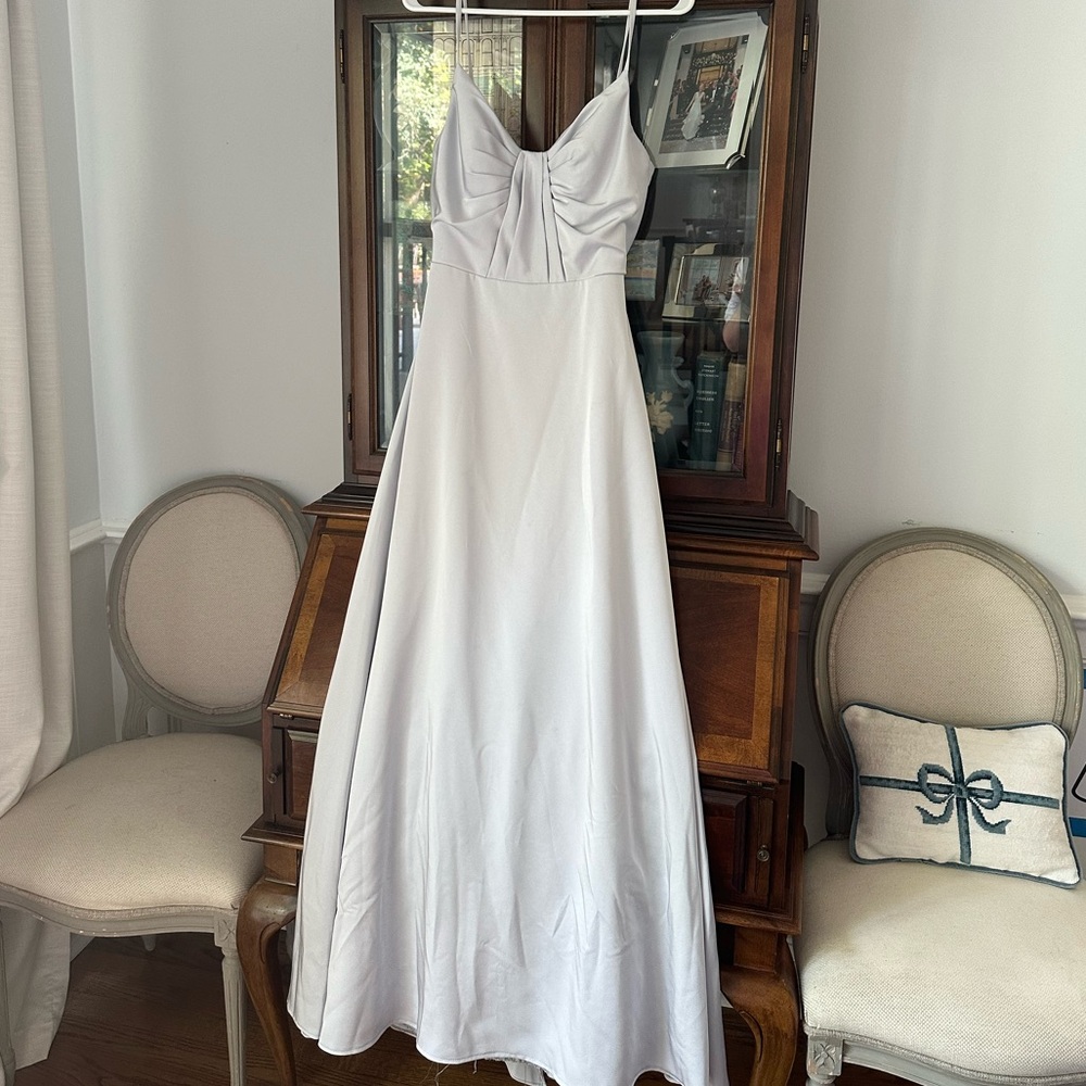 Aura by Brideside Tie Back Silver Gray Dress Prom Size 8